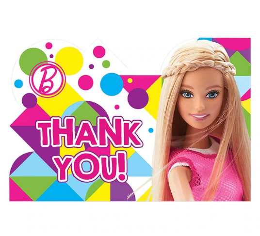 Barbie Sparkle Postcard Thank You Cards 8pcs