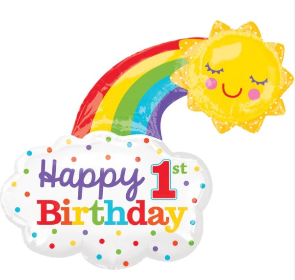 1st Birthday Rainbow SuperShape Balloon 30x30in