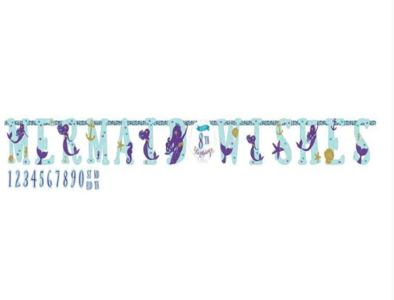 Mermaid Wishes Jumbo Add-An-Age Letter Banner