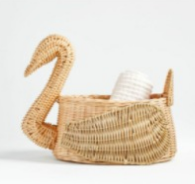 natural and gold swan basket