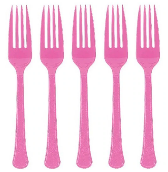 Bright Pink Heavy Weight Plastic Forks 20pcs