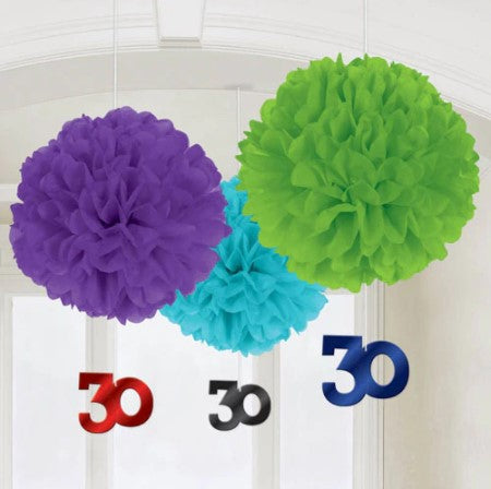30th Birthday Fluffy With Danglers 3pcs