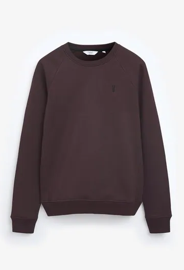 Crew Sweatshirt Burgundy Red With Stag