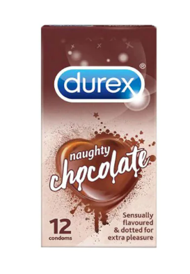 Durex Naughty Chocolate Flavoured Dotted Condoms Brown 12 count