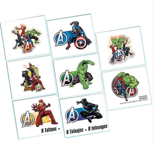 Avengers Powers Unite Tattoo Favors 8pcs