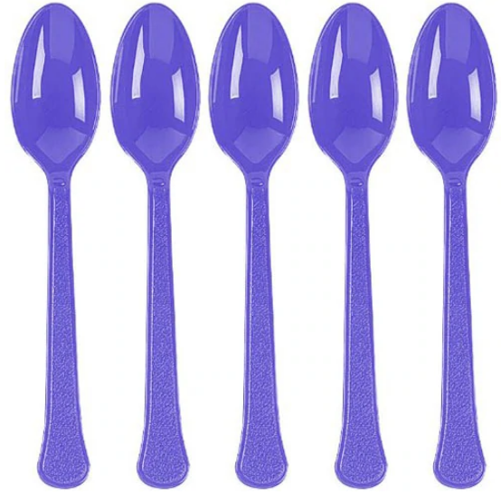 New Purple Heavy Weight Plastic Spoons 20pcs