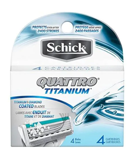 Schick Quattro Titanium 4 Blade Mens Razor Refills, Pack of