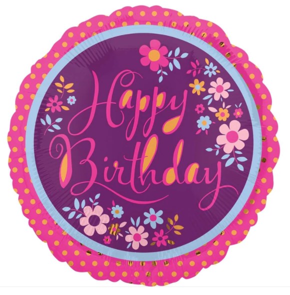 Dainty Flower Happy Birthday Foil Balloon 18in