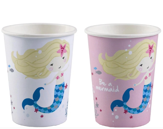 Be A Mermaid Paper Cups 8oz, 8pcs