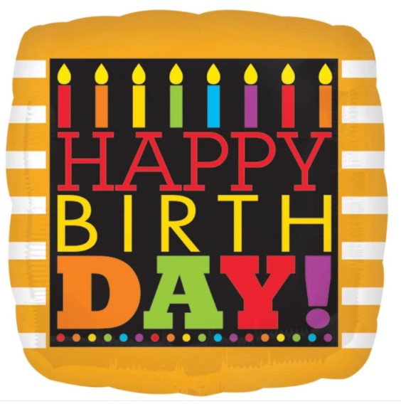 Birthday Candle Square Foil Balloon 18in