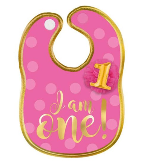1st Birthday Girl Fabric Bib