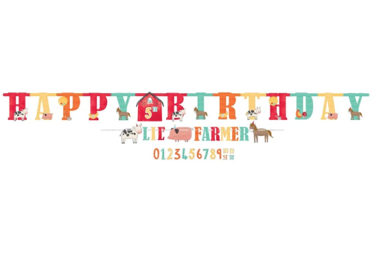 Barnyard Birthday Personalized Jumbo Letter Banner Kit