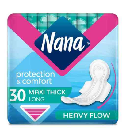 Nana Protection And Comfort Maxi Thick Long Sanitary Pads With Wings White 30 count