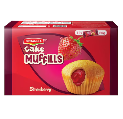 Britannia Strawberry Muffins Cake 60g Pack of 12