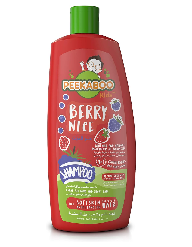 Peekaboo Kids 3 In 1 Shampoo, Conditioner And Body Wash, Berry Nice, 400 ml