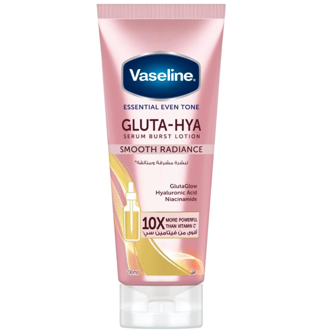 Vaseline Essential Even Tone Body Lotion Smooth Radiance, Gluta-Hya Serum Burst, 10X More Powerful than Vitamin C, Deeply Moisturising, 200ml