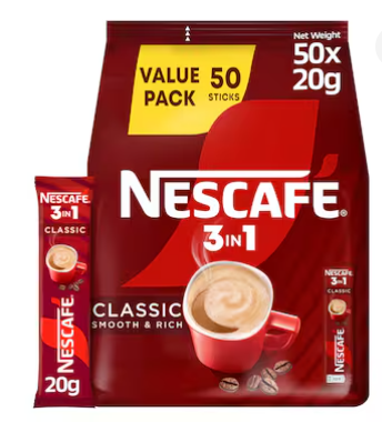 Nescafe Classic 3-In-1 Smooth And Rich Instant Coffee 20g Pack of 50