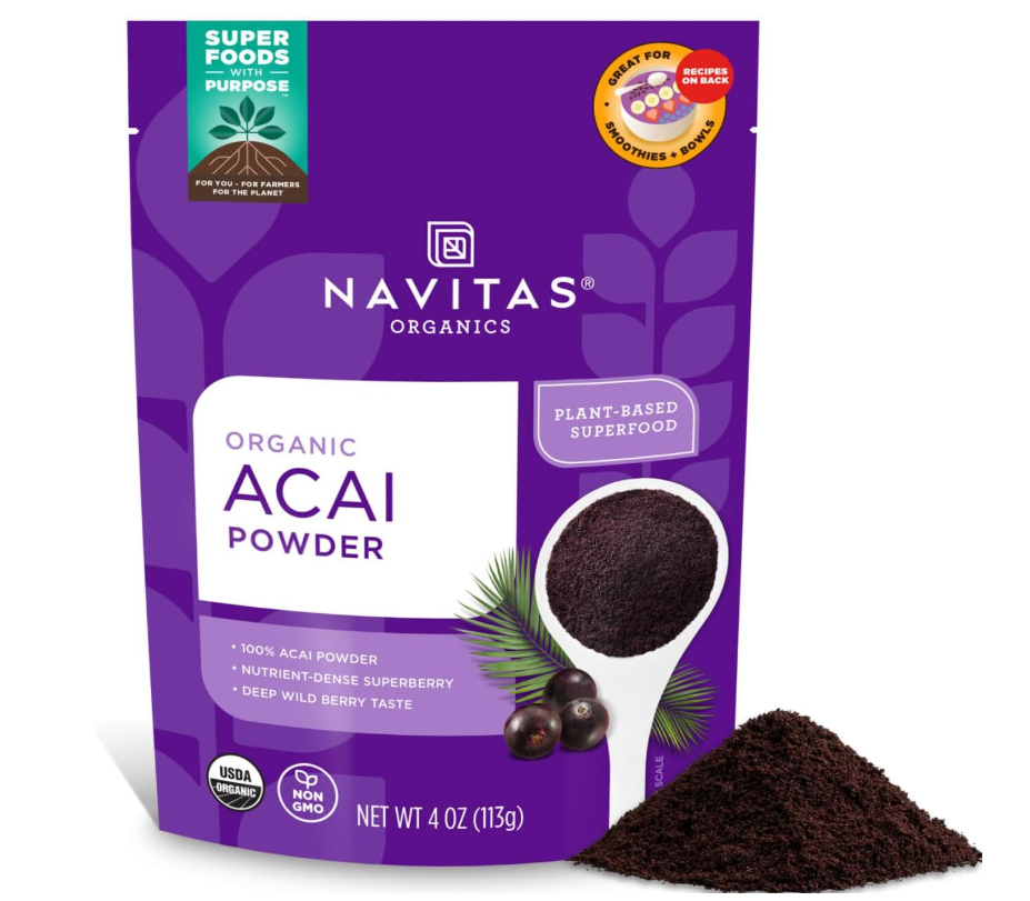 Navitas Organics Acai Powder, 4 oz. Bag — Organic, Non-GMO, Freeze-Dried, Gluten-Free