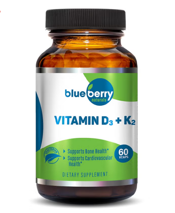 Blueberry Naturals Vitamin D3 & K2 Supplement Capsules, Pack of 60's