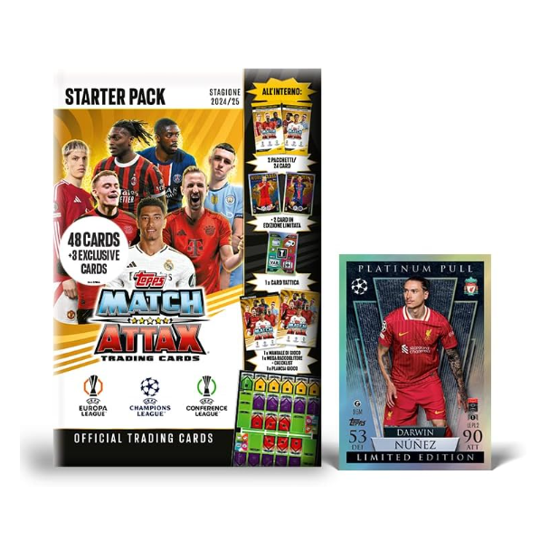 Topps Match Attax 24/25 - Amazon Starter Pack Exclusive! 48 Match Attax cards including a guaranteed Platinum Pull LE and more! Kickstart your collection now!