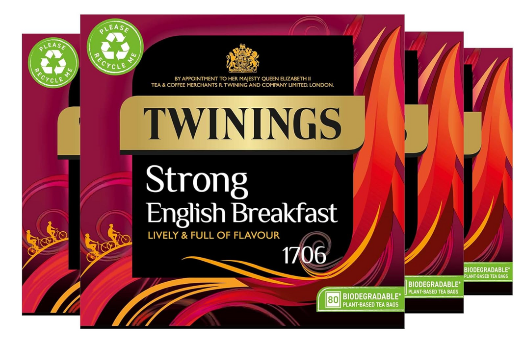 Twinings 1706 Strong Breakfast 80's (Pack of 4, Total 320 Tea Bags)
