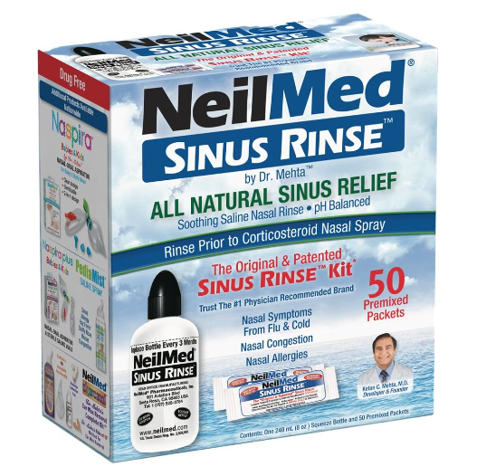 NeilMed, The Original & Patented Sinus Rinse Kit, 50 Premixed Packets, 1 Kit