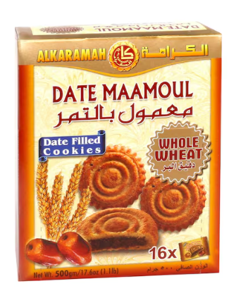 Al Karamah Maamoul Whole Wheat Dates Filled Cookies, 500g
