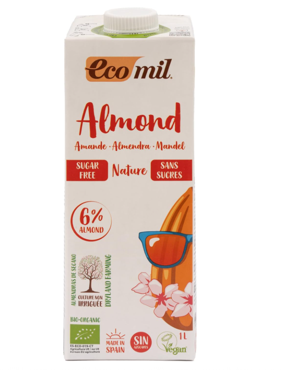 Ecomil Organic Almond Drink Sugar Free 1Litre