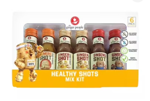 The Ginger People No Sugar Added Healthy Ginger Shots Mix Kit, 30ml Pack of 6