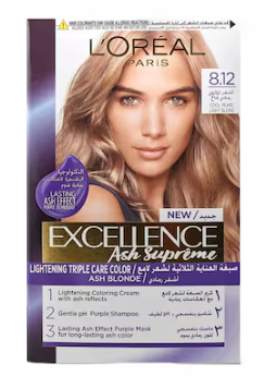L'Oreal Paris Excellence Ash Supreme Permanent Hair Colour 8.12 Cool Pearl Light Blond