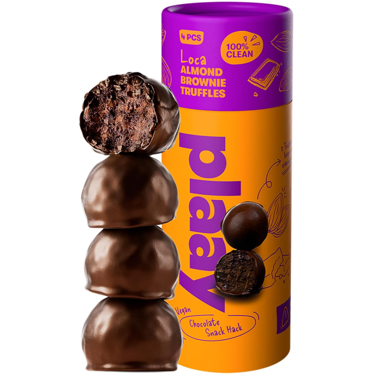 Plaay Almond Brownie Chocolate Truffles – Keto Dark Chocolate Snack – Gluten-Free, Vegan-Friendly with Rich Fudgy Texture for Guilt-Free, Anytime Smart Snacking - 60g