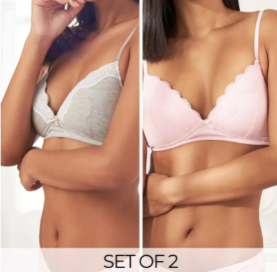 Pack of 2 - Lace Detail A-frame Bra