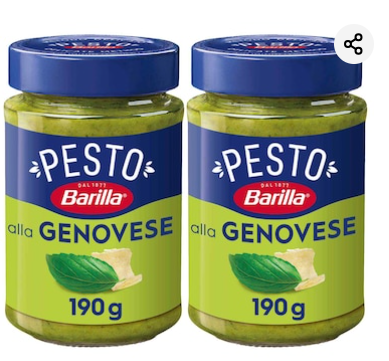 Barilla Pesto Genovese Pasta Sauce with Fresh Italian Basil 190g Pack of 2