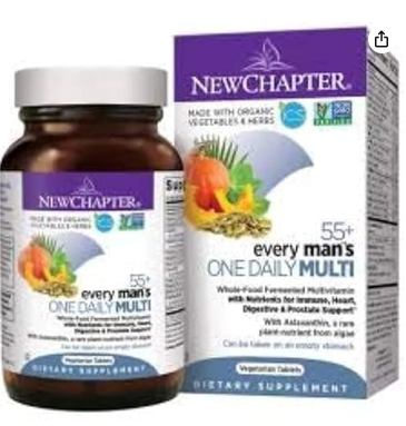 New Chapter Men's Multivitamin 1 Daily 55+ with Fermented Probiotics Whole Foods Astaxanthin Organic Non-GMO Ingredients