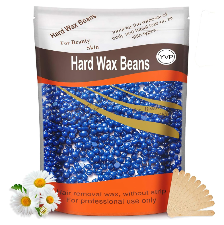 Hard Wax Beans for Painless Hair Removal, Brazilian Waxing for Face, Eyebrow, Back, Chest, Bikini Areas, Legs At Home 300g (10 Ounce (Pack of 1))/bag with 20pcs Wax Spatulas(Chamomile)