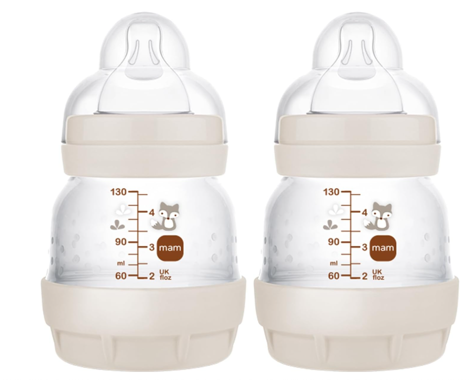 MAM Easy Start Anti-Colic Baby Bottle, Slow Flow, Breastfeeding-Like Silicone Bottle, Reduces Colic, Gas, & Reflux, Easy-to-Clean, BPA-Free, Vented Baby Bottles for Newborns, 0-3 Months