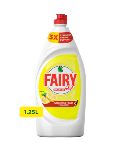 Fairy Max Plus Lemon Dishwashing Liquid with Bleach Alternative Power 1.25L