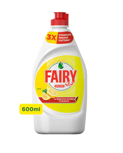 Fairy Max Plus Lemon Dishwashing Liquid with Bleach Alternative Power 600ml