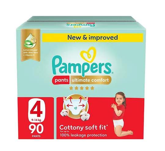 Pampers Ultimate Comfort Pants Diapers, Size 4- 90 Pieces