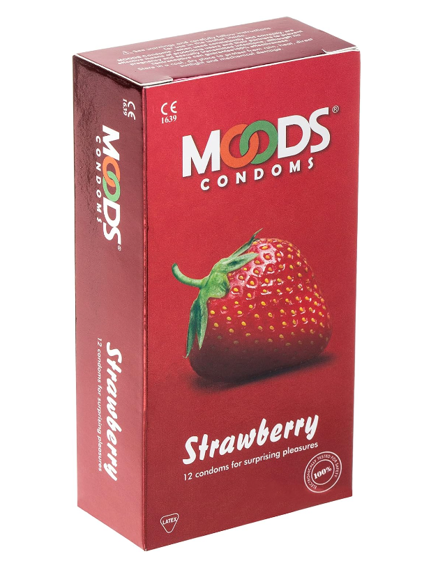 Moods Strawberry Condoms, 12 Pieces