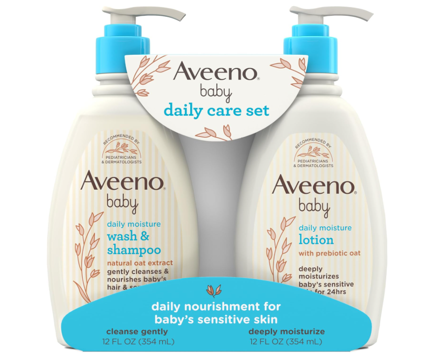 AVEENO BABY Gentle Moisturizing Daily Care Set, Natural Oat Extract, Natural Colloidal Oatmeal, 2 Items
