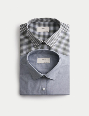 2pk Regular Fit Easy Iron Check Shirts