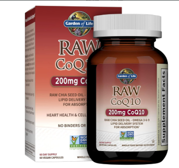 Garden of Life Vegetarian Omega 3 6 9 Supplement - Raw CoQ10 Chia Seed Oil Whole Food Nutrition with Antioxidant Support, 60 Capsules