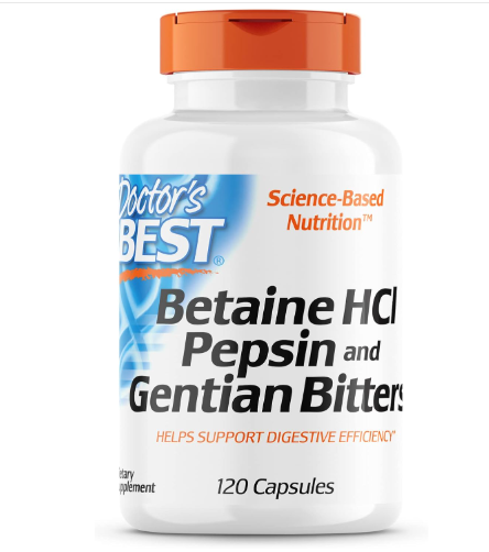 Doctor's Best Betaine Hcl Pepsin & Gentian Bitters (Support Digestive Health) - 120 Caps