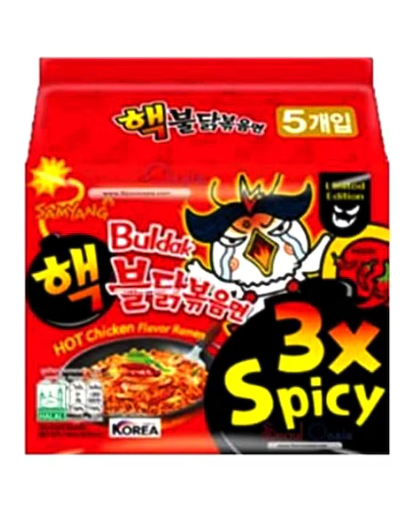 Samyang Buldak 3x Spicy Hot Chicken Flavour Ramen 140g Pack of 5