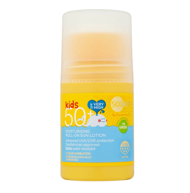 Superdrug Solait Kids Moisturising Roll-On Sun Lotion Cream SPF50+ 75ml