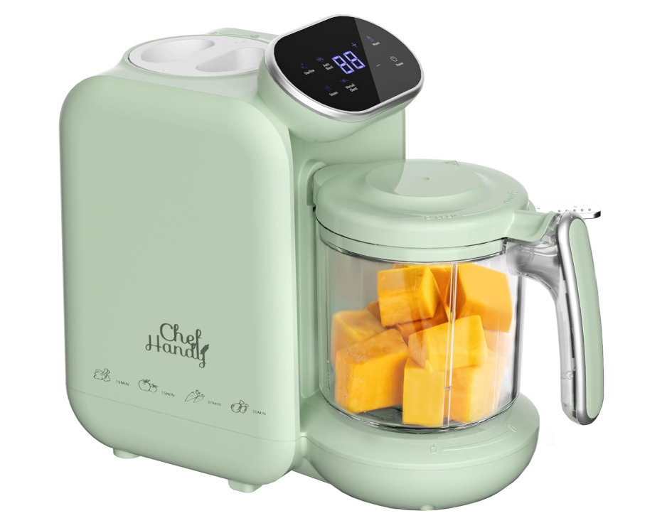 chefhandy Baby Food Maker, 5 in 1 Baby Food Processor, Smart Control Multifunctional Steamer Grinder with Steam Pot, Auto Cooking & Grinding, Baby Food Warmer Mills Machine, Green