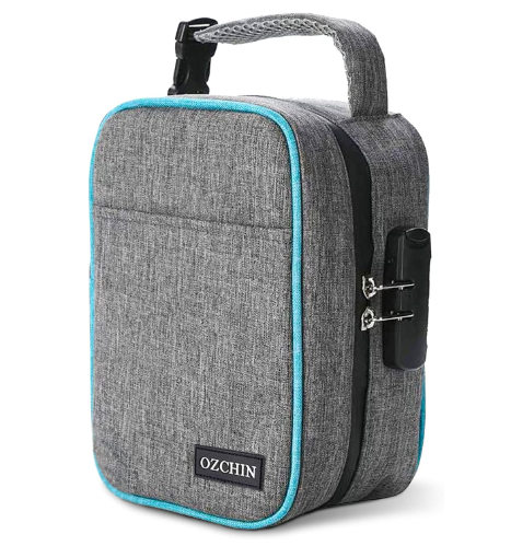 OZCHIN Smell Proof Storage Bag with Combination Lock Lockable Box Bag Travel Storage Case Activated Charcoal Bag Only (23 x 16 x 12cm)