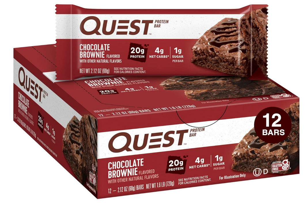 Quest Nutrition Chocolate Brownie Protein Bars, High Protein, Low Carb, Gluten Free, Keto Friendly, 12 Count