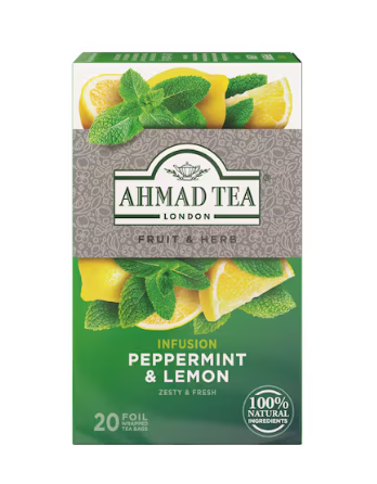Ahmad Tea Fruit and Herb Infusion Peppermint and Lemon Flavoured 20 Tea Bags